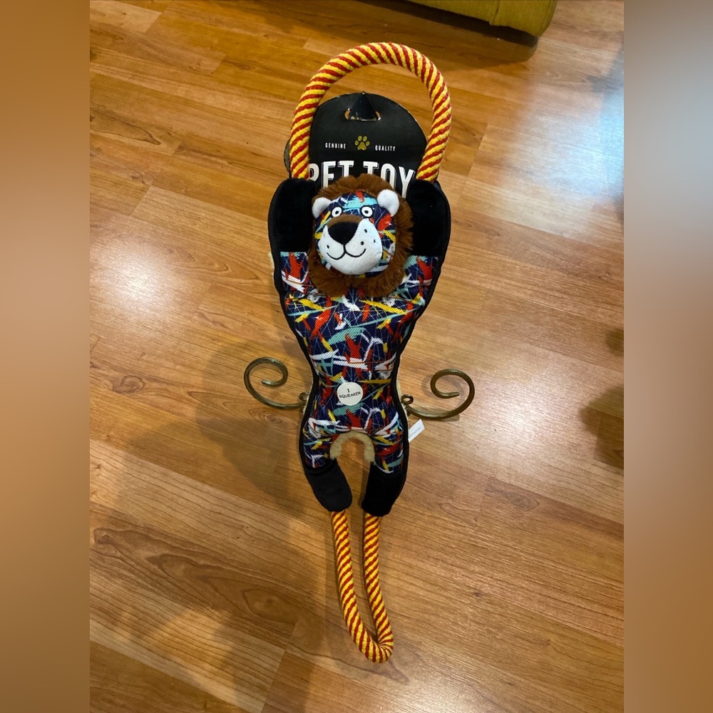 Jmle Interactive Rope Lion Dog Toy 24” Toy With Squeaky.
